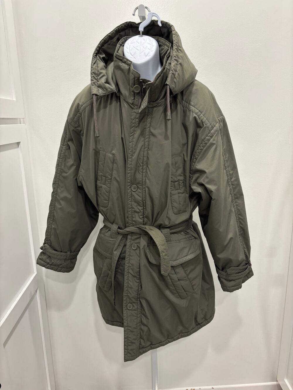 Vintage Aldo Colitti Belted Utility Parka Jacket Olive Green - EU 52 / US Large